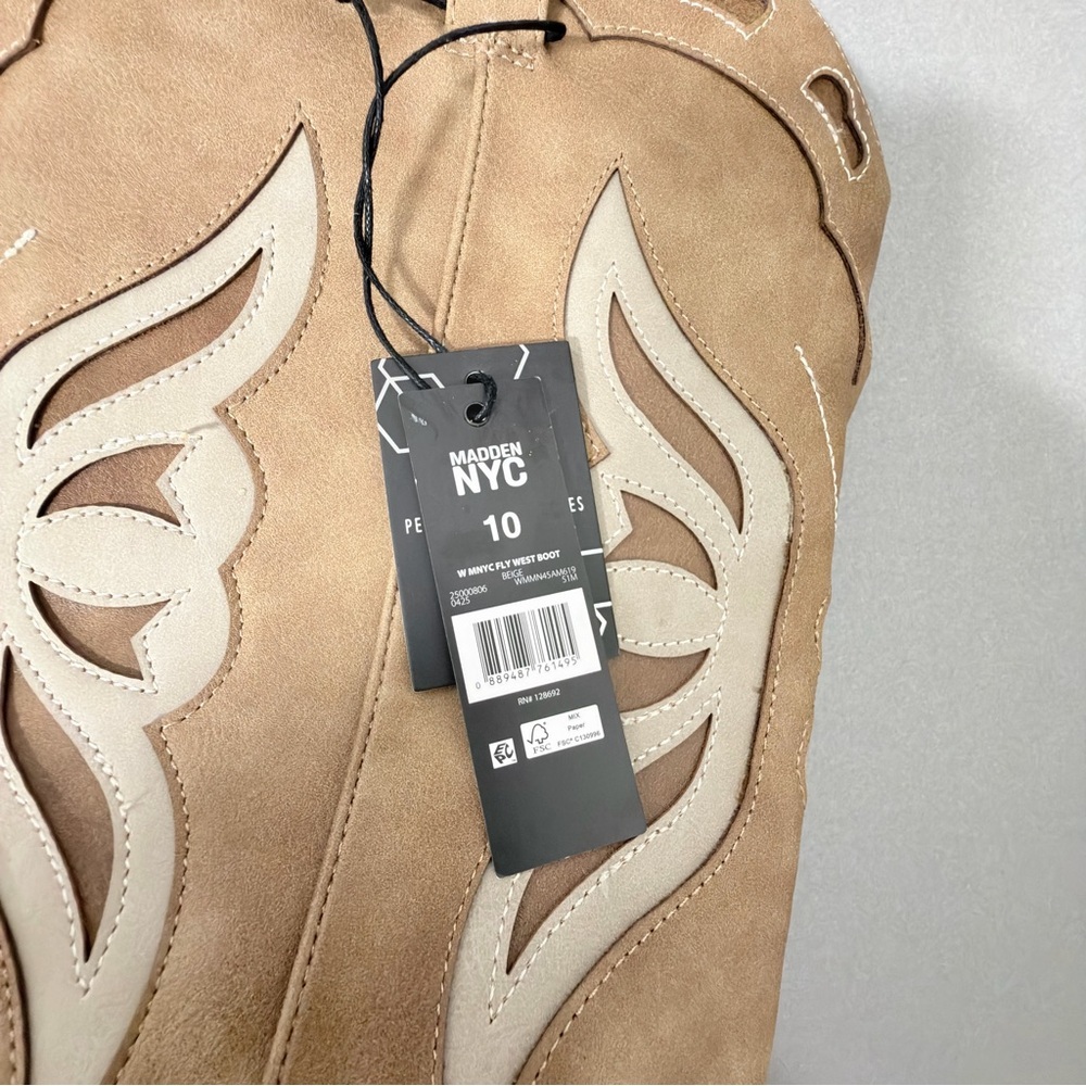 NYC Tan Heeled Western Boots - Picture 4 of 4